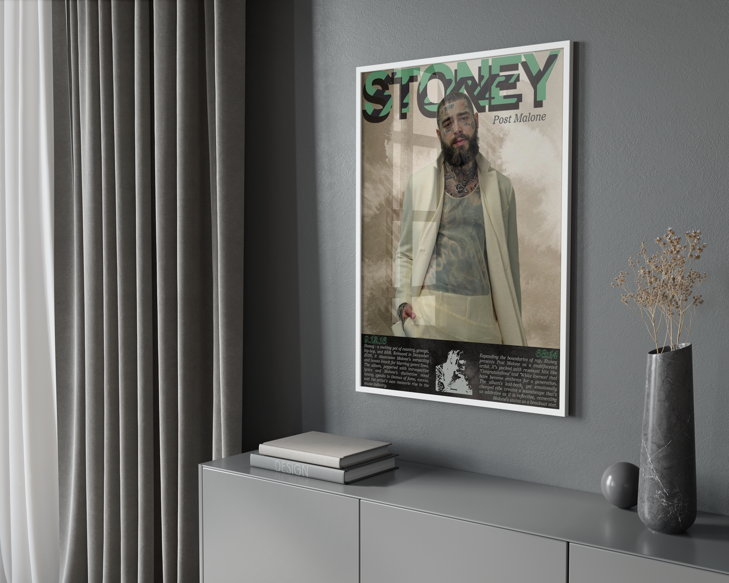 Post Malone 'Stoney' Written Poster