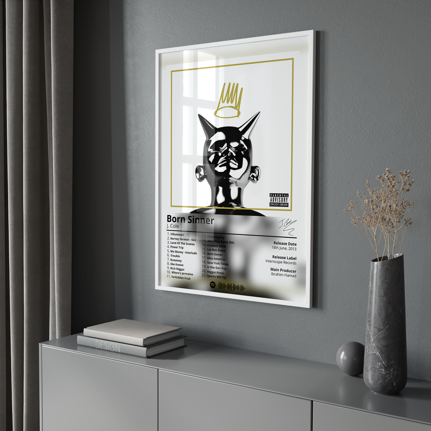 J Cole 'Born Sinner' Album Poster