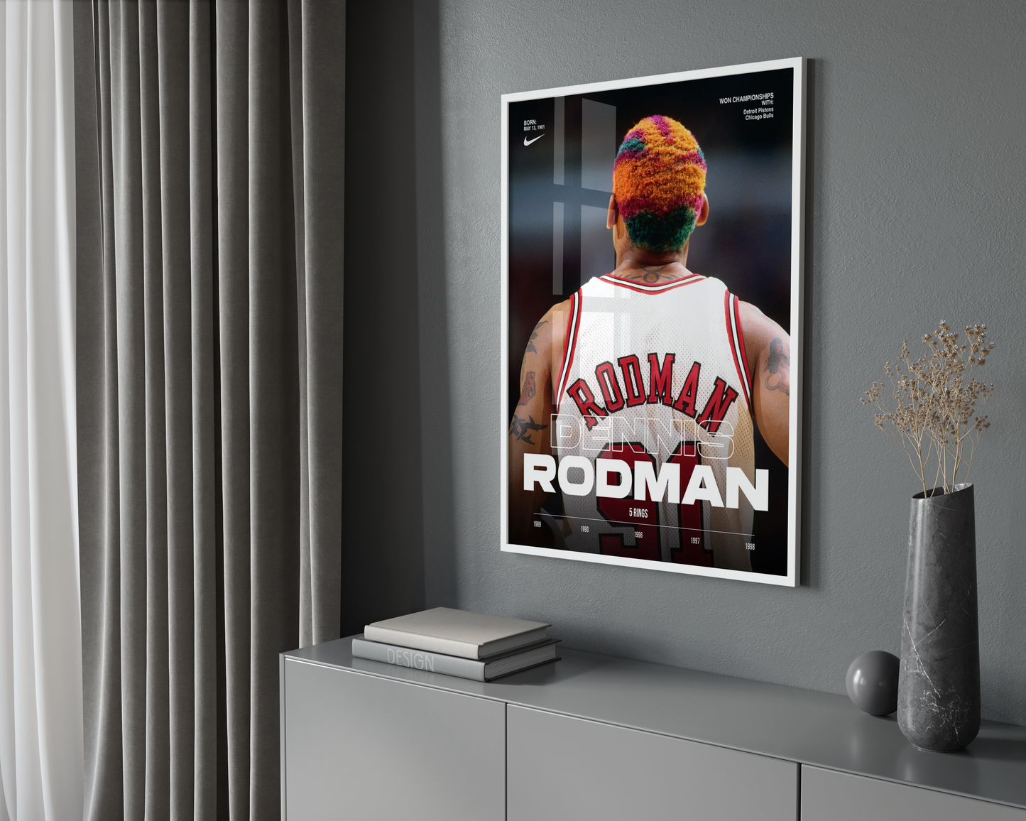 Dennis Rodman 5 Rings Poster