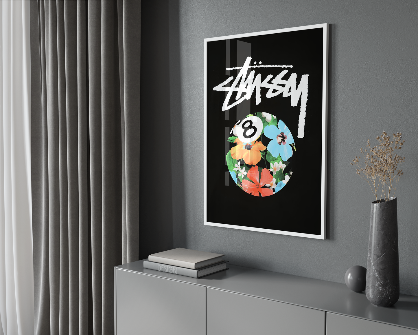 Stussy Flower 8 Ball Poster