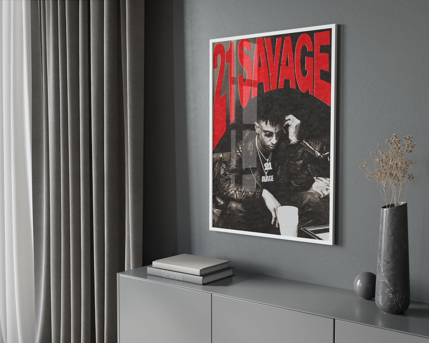 21 Savage Red Writing Poster