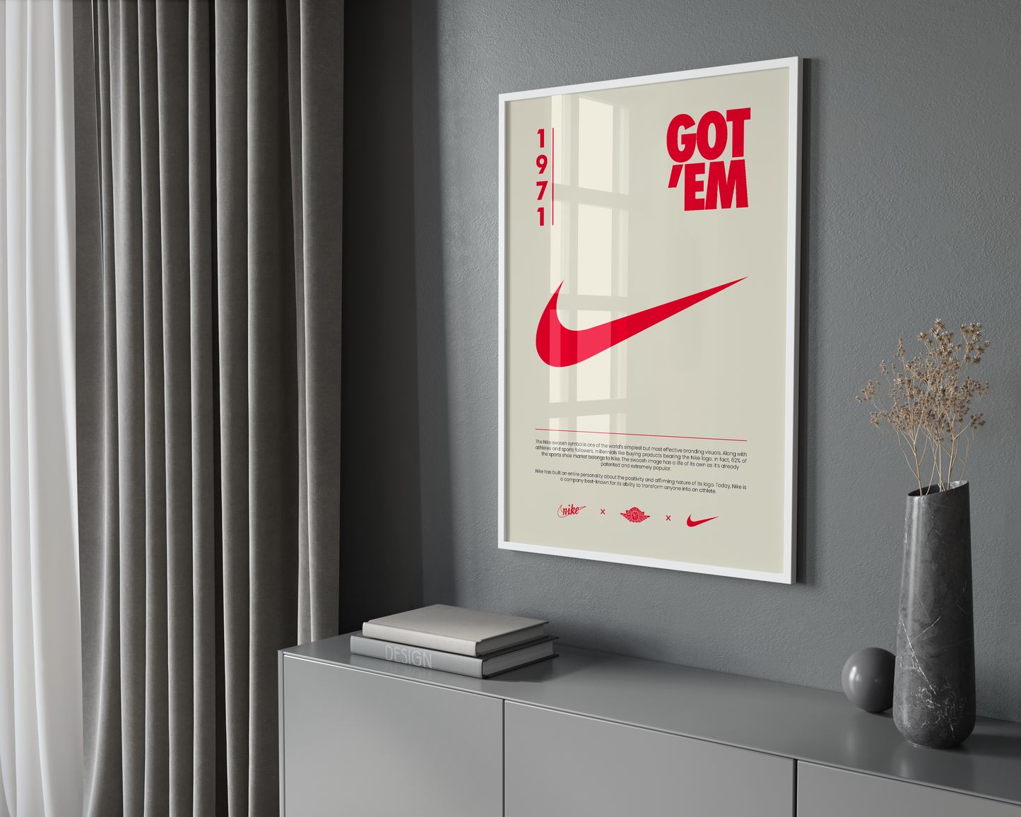 Nike Origins Red Beige Poster