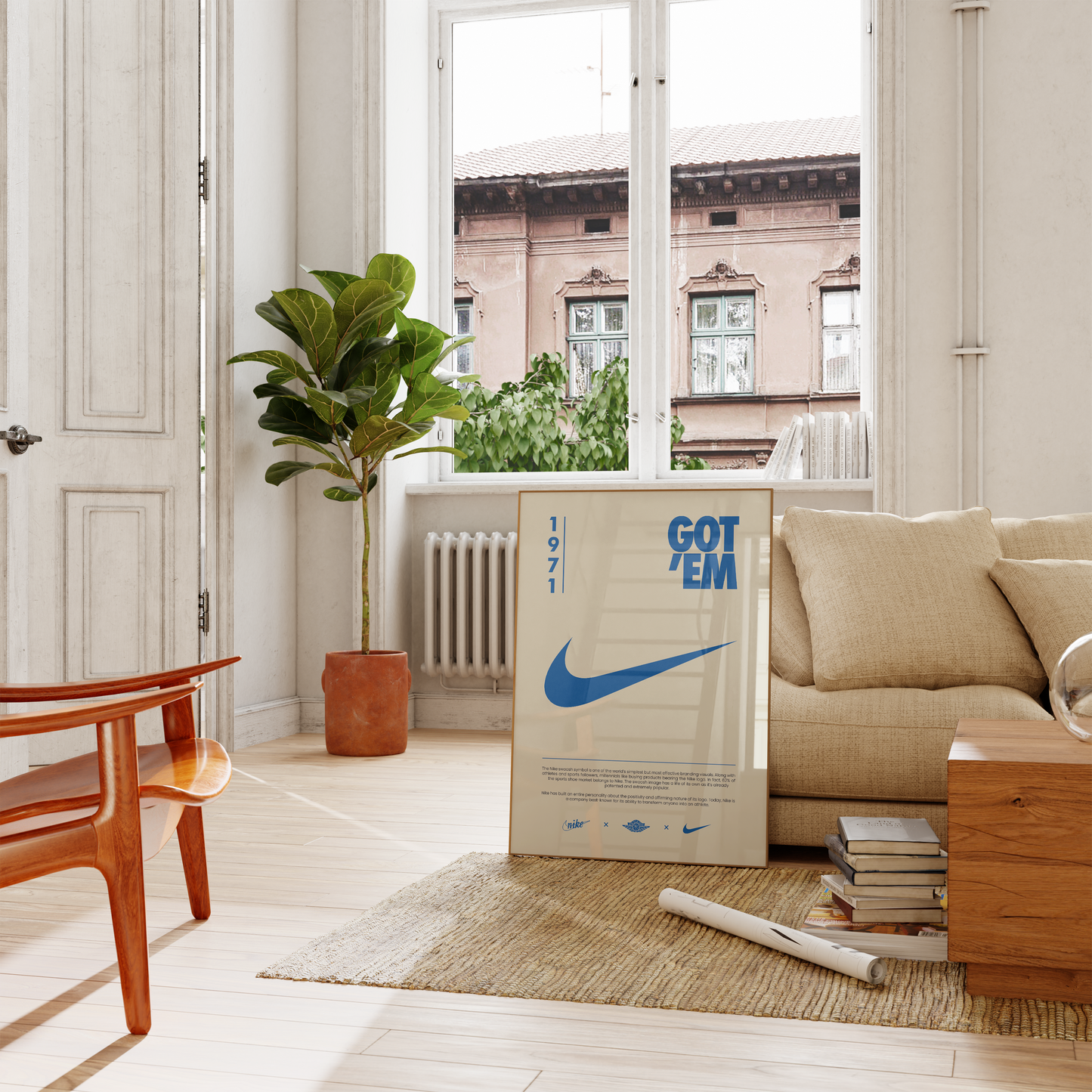 Nike Origins Blue Beige Poster