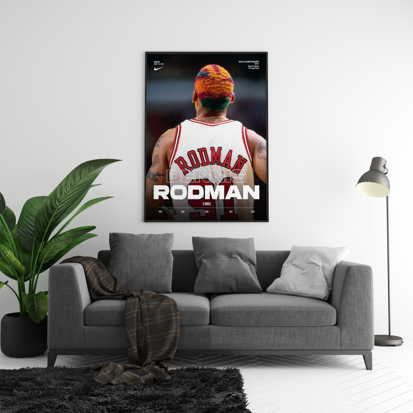 Dennis Rodman 5 Rings Poster