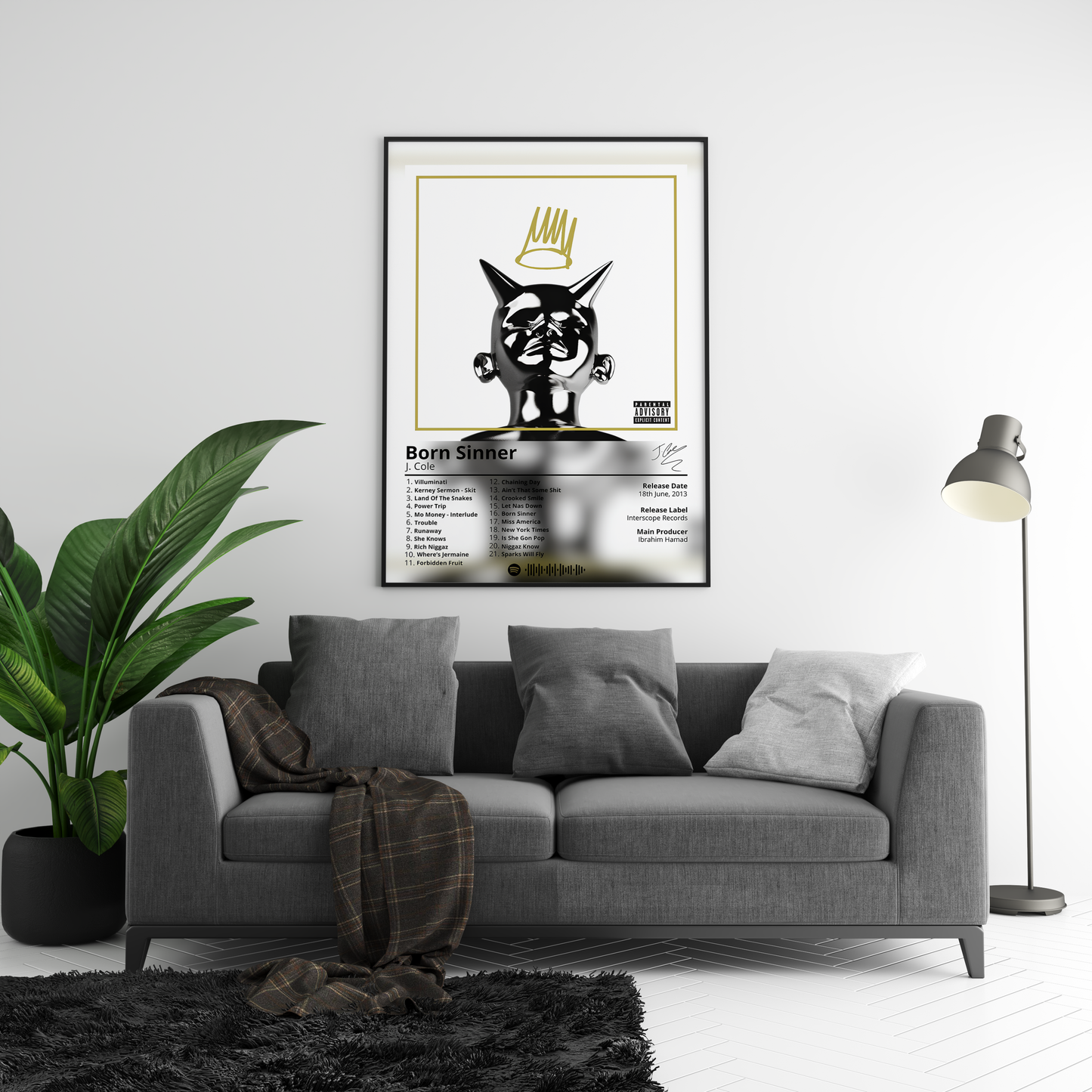 J Cole 'Born Sinner' Album Poster