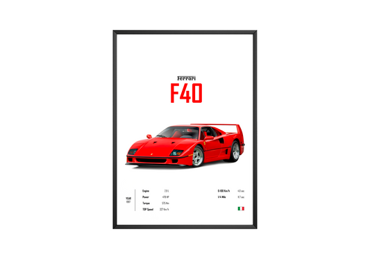 Ferrari F40 'CORE' Car Poster