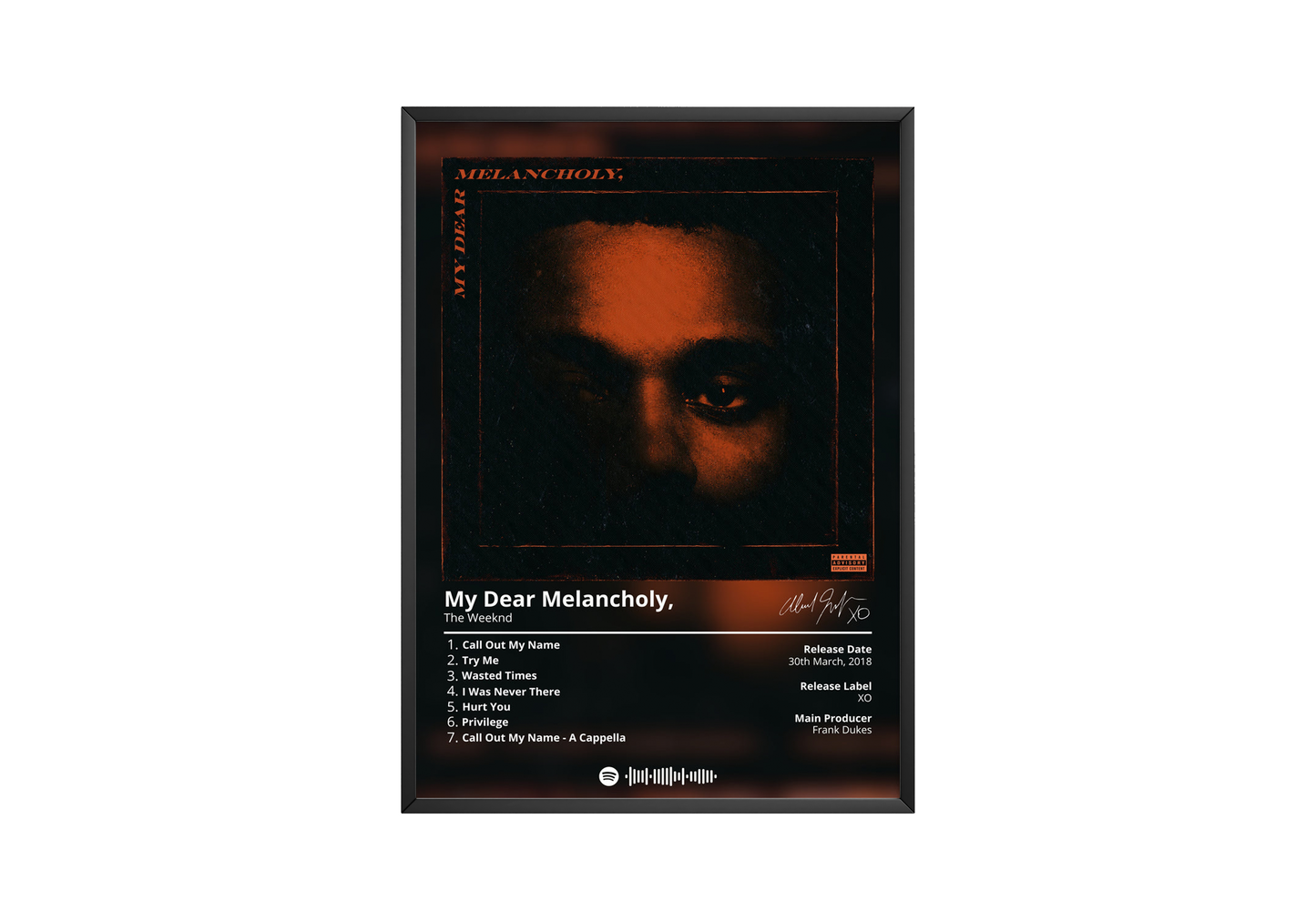 The Weeknd 'My Dear Melancholy' Album Poster