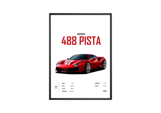 Ferrari 488 Pista 'CORE' Car Poster