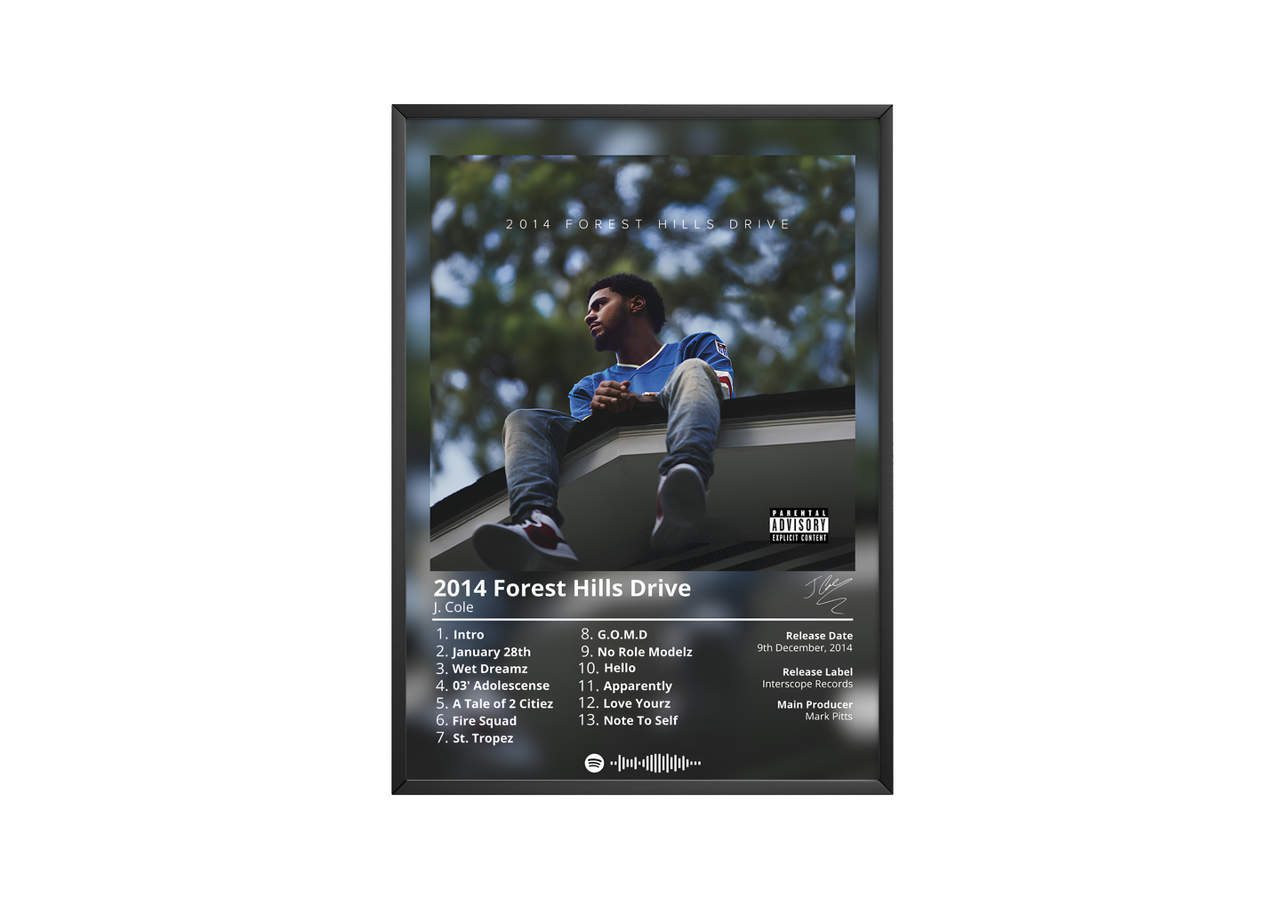 J Cole '2014 Forest Hills Drive' Album Poster