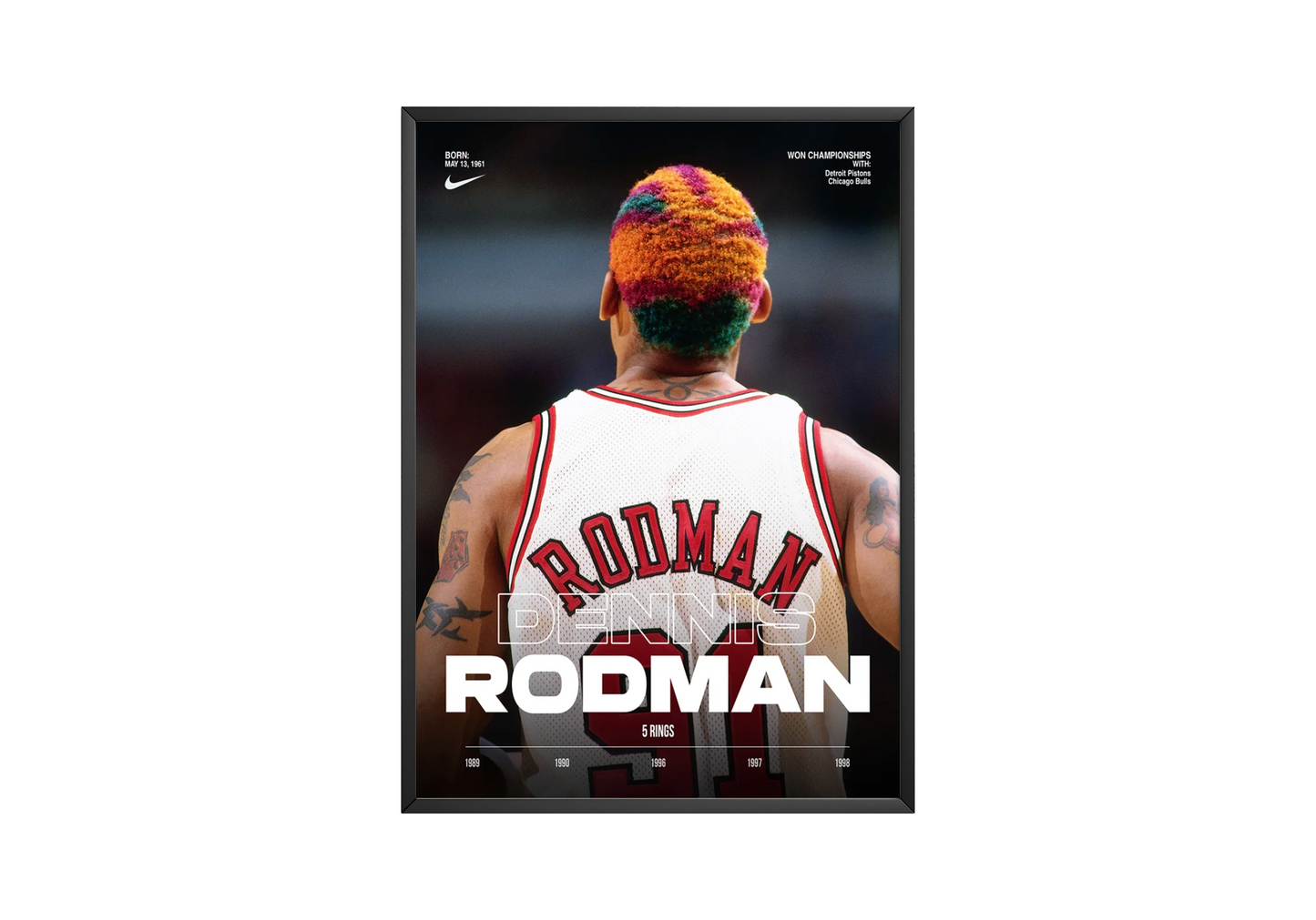 Dennis Rodman 5 Rings Poster