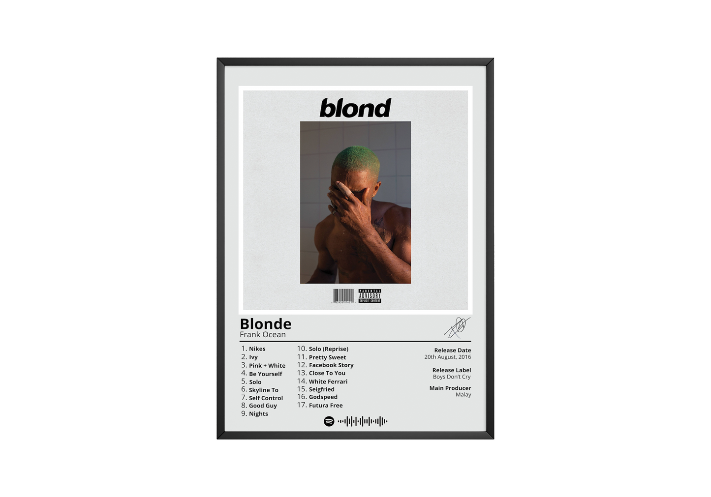 Frank Ocean 'Blonde' Album Poster