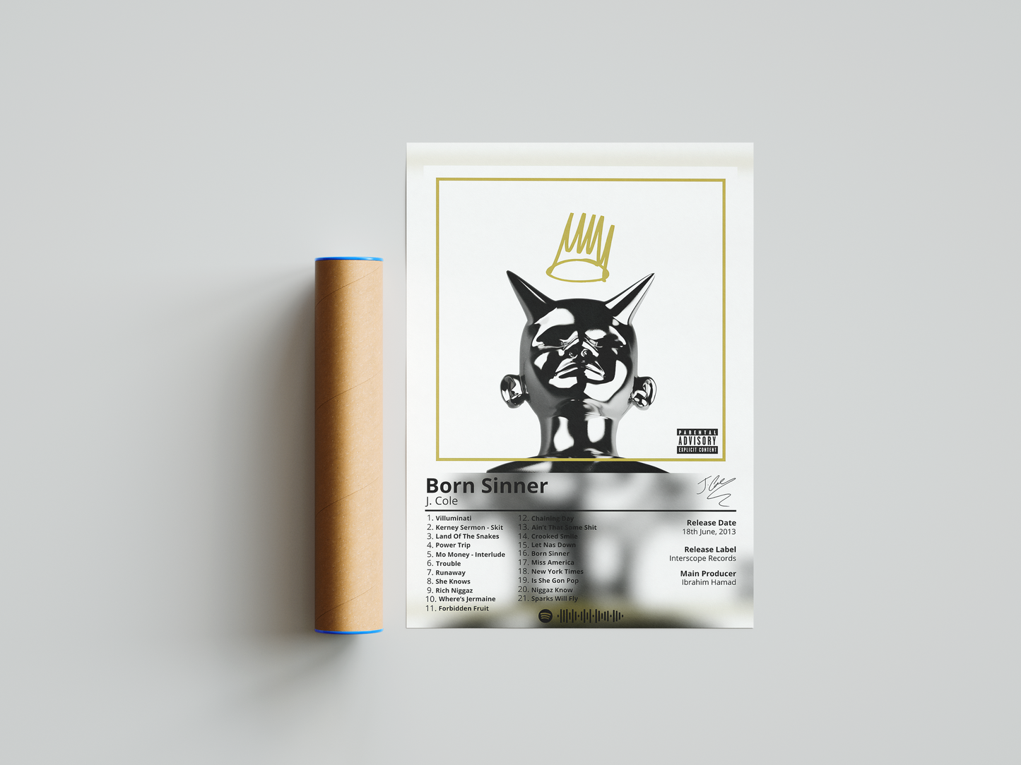 J Cole 'Born Sinner' Album Poster