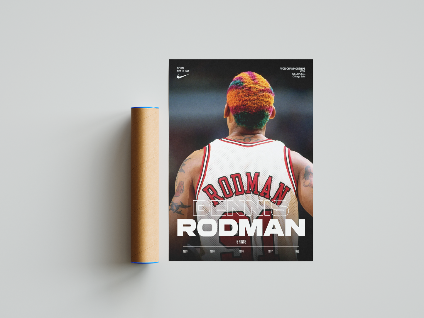 Dennis Rodman 5 Rings Poster