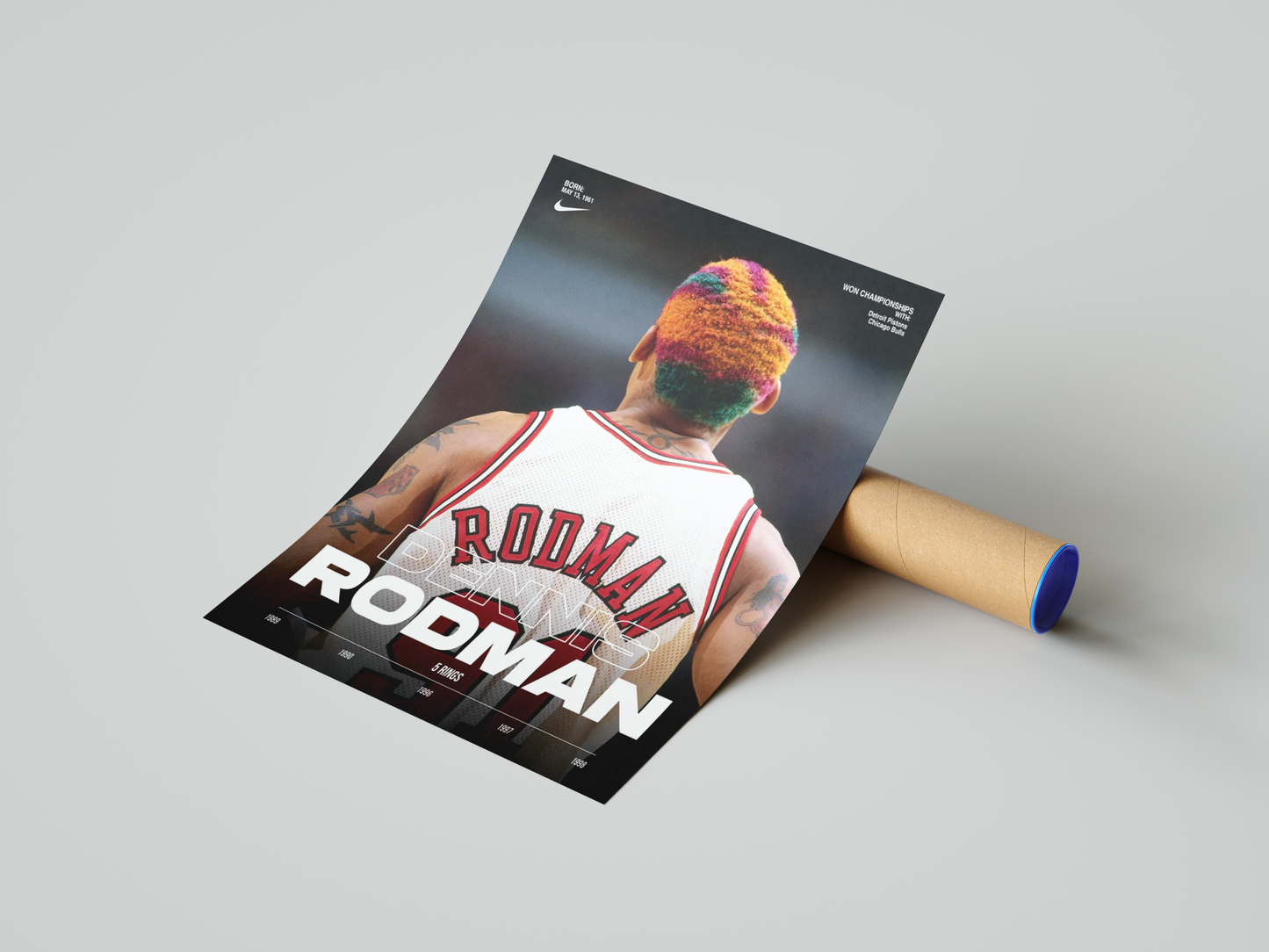 Dennis Rodman 5 Rings Poster