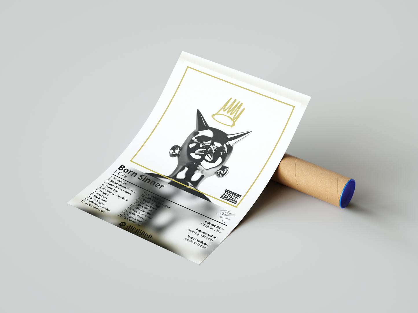 J Cole 'Born Sinner' Album Poster