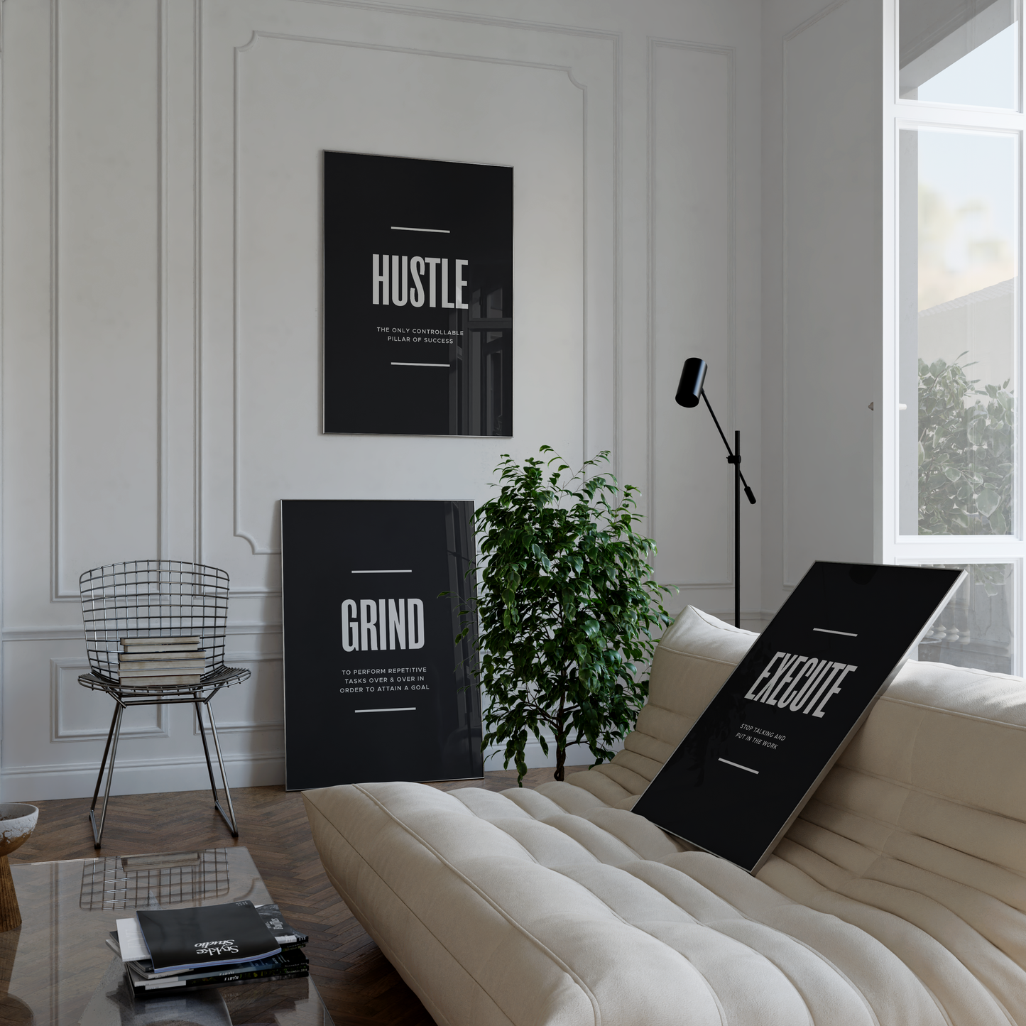 Hustle Grind Execute Motivational Poster Set