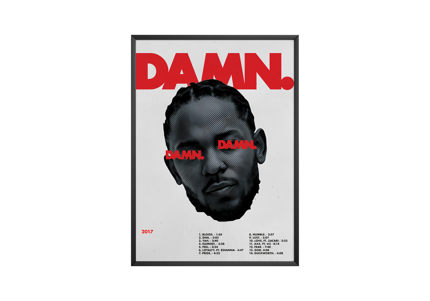 Kendrick Lamar 'Damn' Tracklist Poster